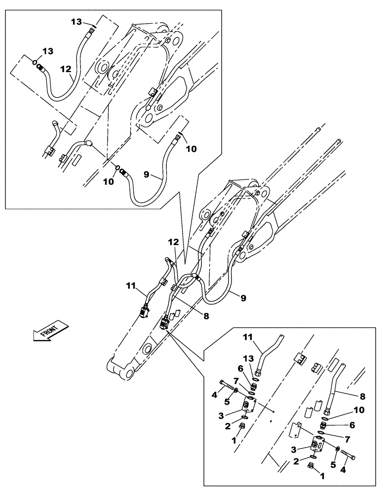 Схема запчастей Case CX210C LC - (35.737.04) - HYDRAULIC CIRCUIT - DIPPER 2.40 M - OPTIONAL (35) - HYDRAULIC SYSTEMS