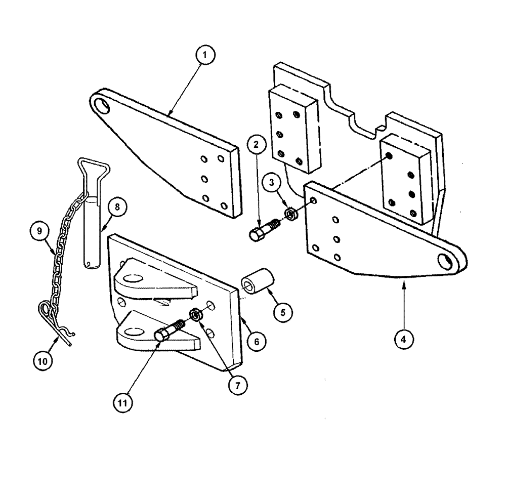 Схема запчастей Case 865 DHP - (9-010) - LIFTING SUPPORT AND TRACTION HOOK (09) - CHASSIS