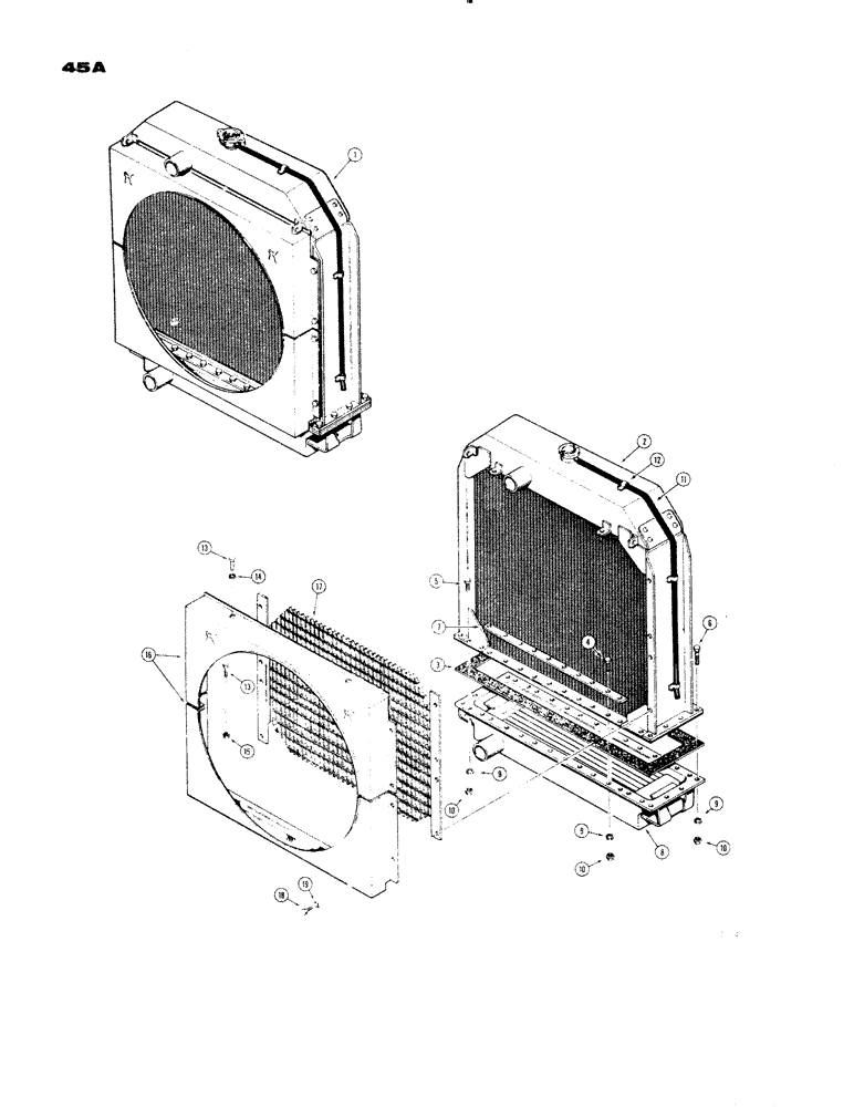 Схема запчастей Case 1150 - (045A) - R24029 RADIATOR, YOUNG RADIATOR (01) - ENGINE