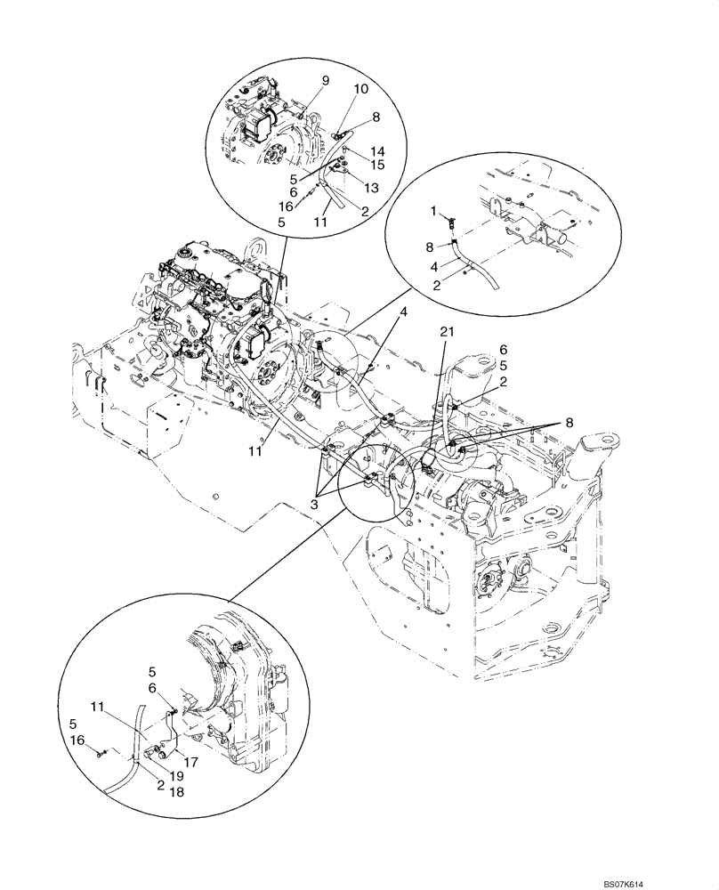 Схема запчастей Case 521E - (09-80) - HEATING HOSES (09) - CHASSIS