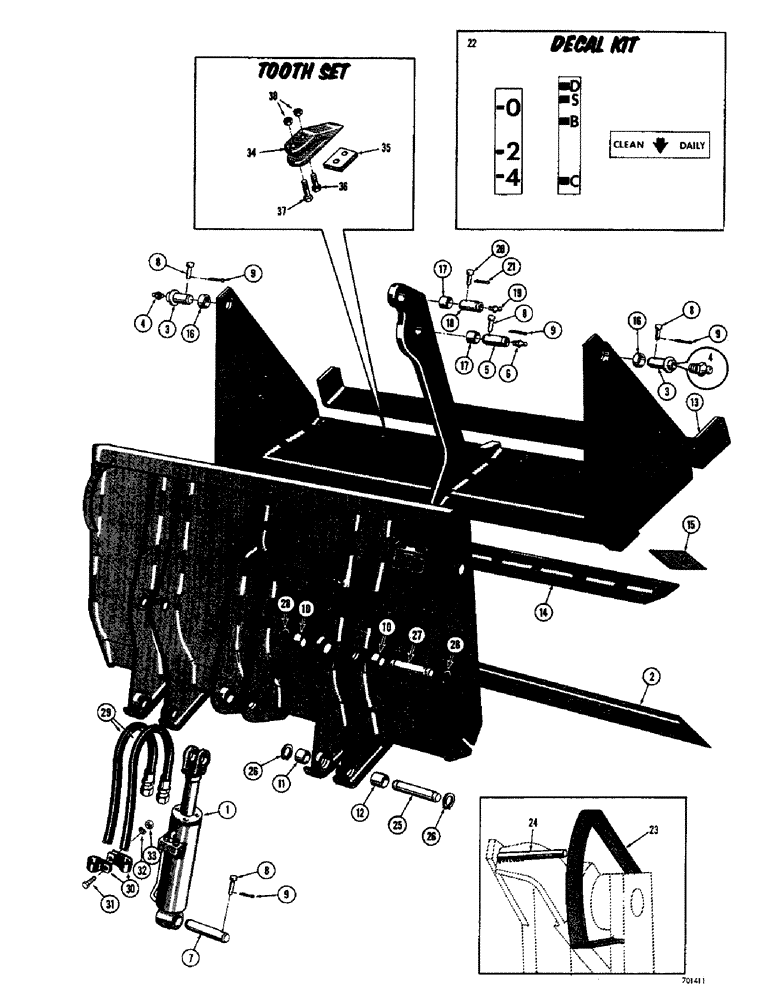 Схема запчастей Case 350 - (358) - D34421 DROTT 4-IN-1 BUCKET (05) - UPPERSTRUCTURE CHASSIS