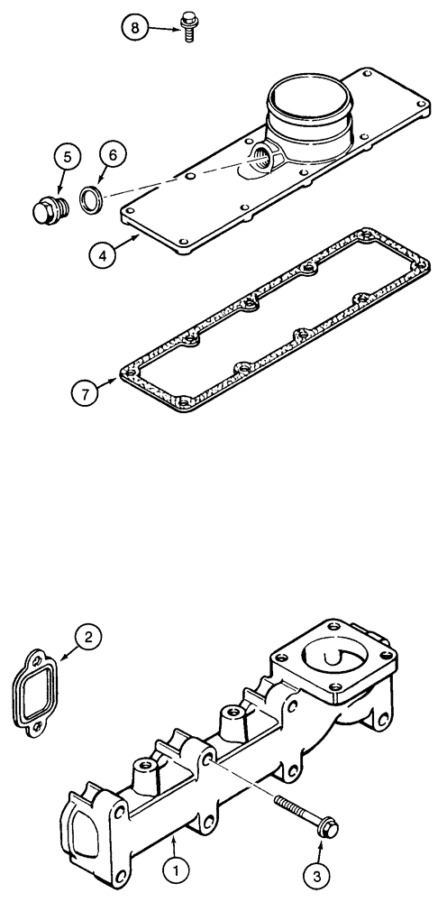 Схема запчастей Case 550H - (2-12) - MANIFOLDS, 4-390 EMISSIONS CERTIFIED ENGINE, EXHAUST, INTAKE (02) - ENGINE