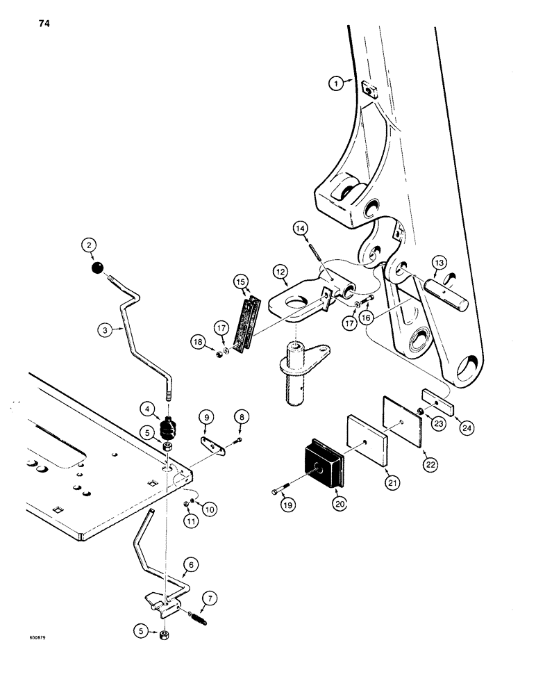 Схема запчастей Case 35WL - (74) - BOOM LATCH, 850C CRAWLER ONLY 