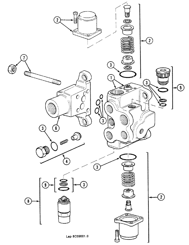 Схема запчастей Case 688C - (8C-56) - CONTROL VALVE FOR SWING, (10630-10676, 10678-10698) (07) - HYDRAULIC SYSTEM