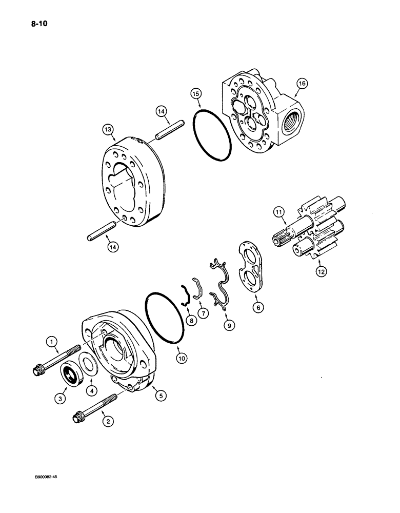 Схема запчастей Case 650 - (8-10) - EQUIPMENT PUMP ASSEMBLY - R57348 (08) - HYDRAULICS