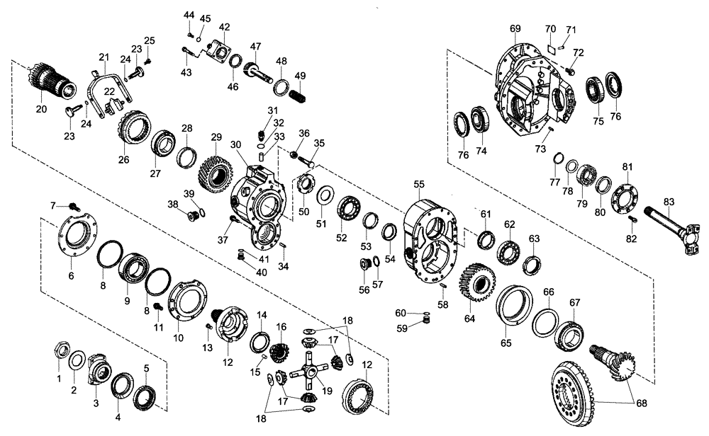 Схема запчастей Case 335 - (32A00000655[001]) - INTERMEDIATE AXLE - DIFFERENTIAL (87363325) (11) - AXLES/WHEELS