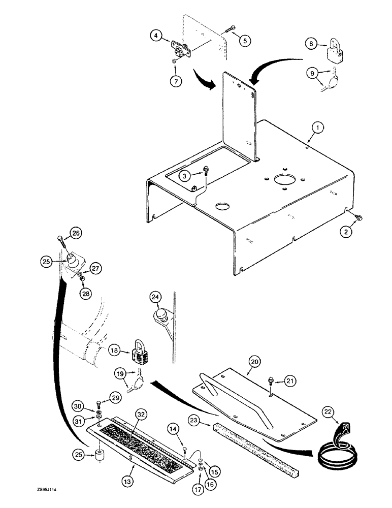 Схема запчастей Case 550E - (9-16) - HOOD AND INSTRUMENT PANEL COVER (09) - CHASSIS/ATTACHMENTS