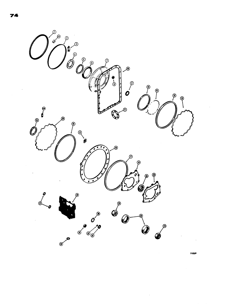 Схема запчастей Case W24 - (074) - TRANSMISSION OVERHAUL KIT (06) - POWER TRAIN