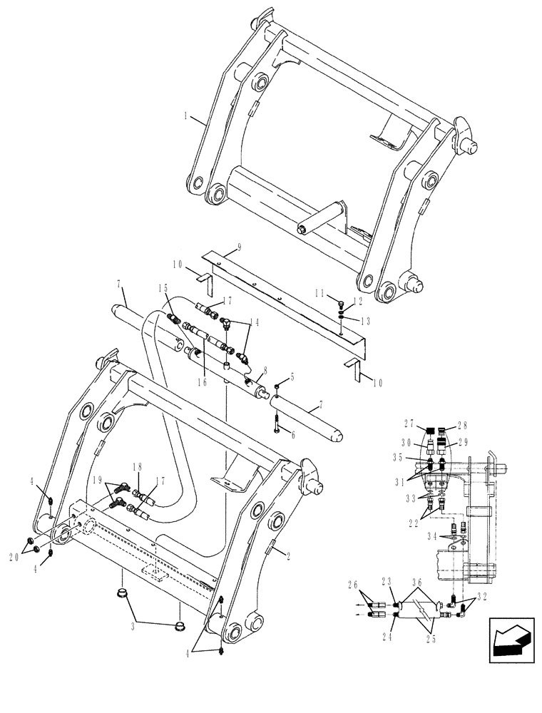 Схема запчастей Case 580SM - (39.125.03) - COUPLER, TOOL QUICK (39) - FRAMES AND BALLASTING