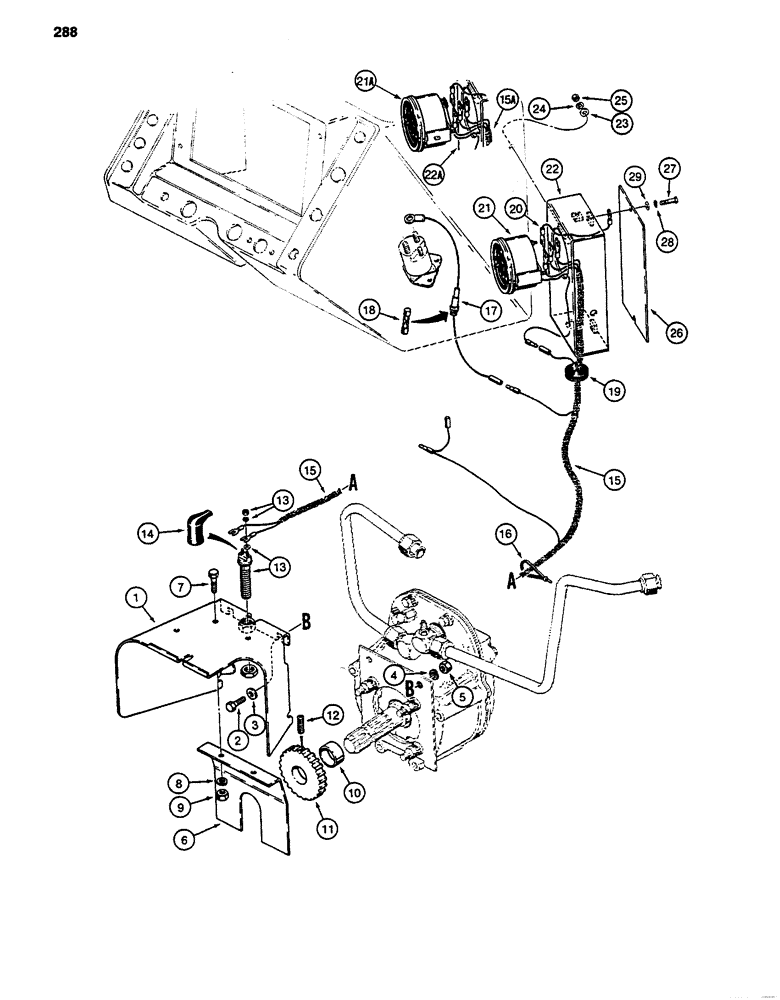 Схема запчастей Case 480D - (288) - PTO SHIELD AND SPEED INDICATOR (35) - HYDRAULIC SYSTEMS