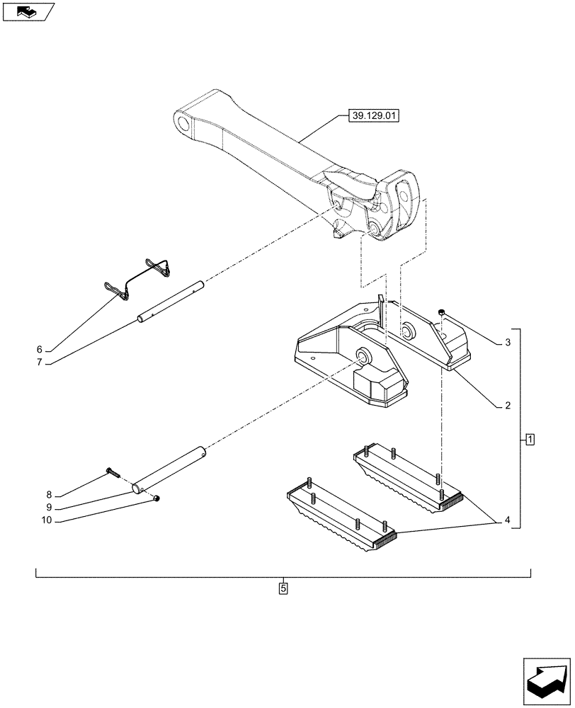 Схема запчастей Case 580SN - (39.129.0301) - VAR - 442056 - STABILIZER PADS, STABILIZER, PAD, FLIP (39) - FRAMES AND BALLASTING