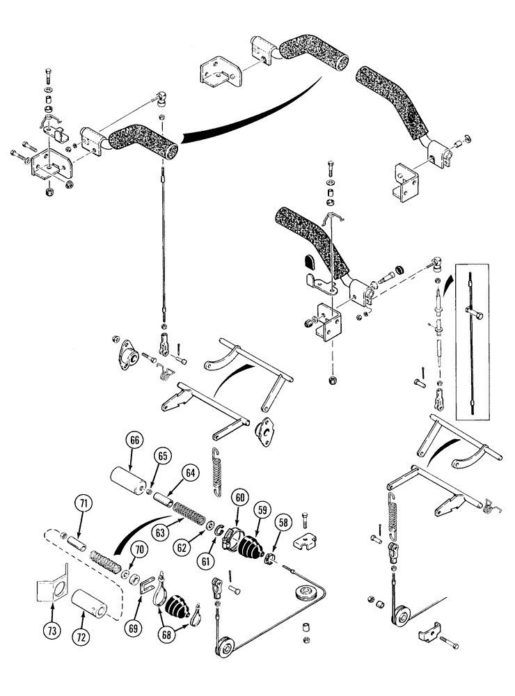 Схема запчастей Case 1835C - (7-06) - PARKING LATCH AND SEAT BARS USED ON MODELS WITH DUAL SEAT BARS AND TWO PULLEYS PER SIDE (07) - BRAKES