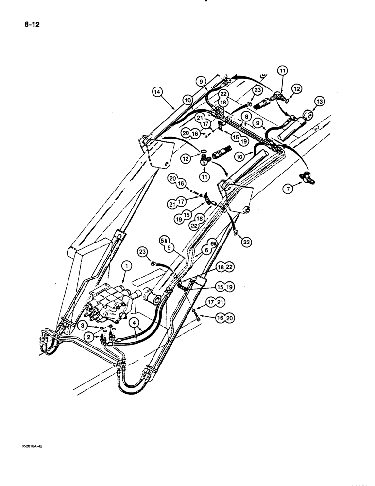 Схема запчастей Case 480E - (8-012) - LOADER BUCKET CYLINDER HYDRAULIC CIRCUIT (08) - HYDRAULICS