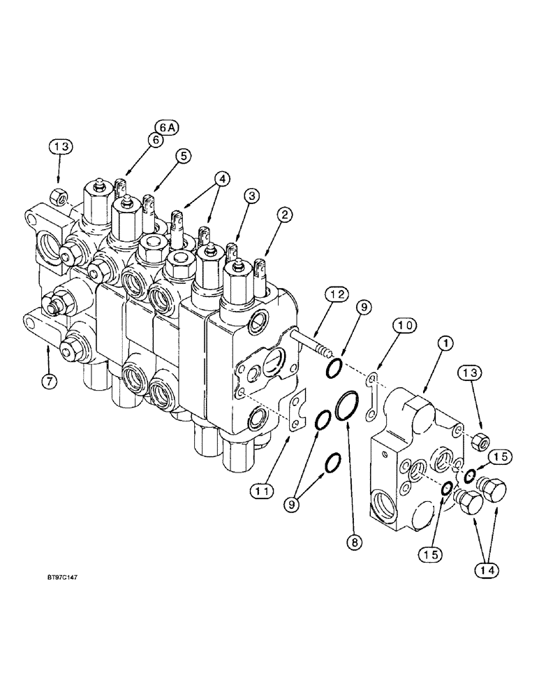 Схема запчастей Case 590SL - (8-102) - BACKHOE CONTROL VALVES, MODELS WITHOUT EXTENDABLE DIPPER, NON-PRIORITY SWING (08) - HYDRAULICS