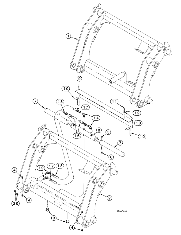 Схема запчастей Case 580L - (9-032) - TOOL QUICK COUPLERS (09) - CHASSIS/ATTACHMENTS