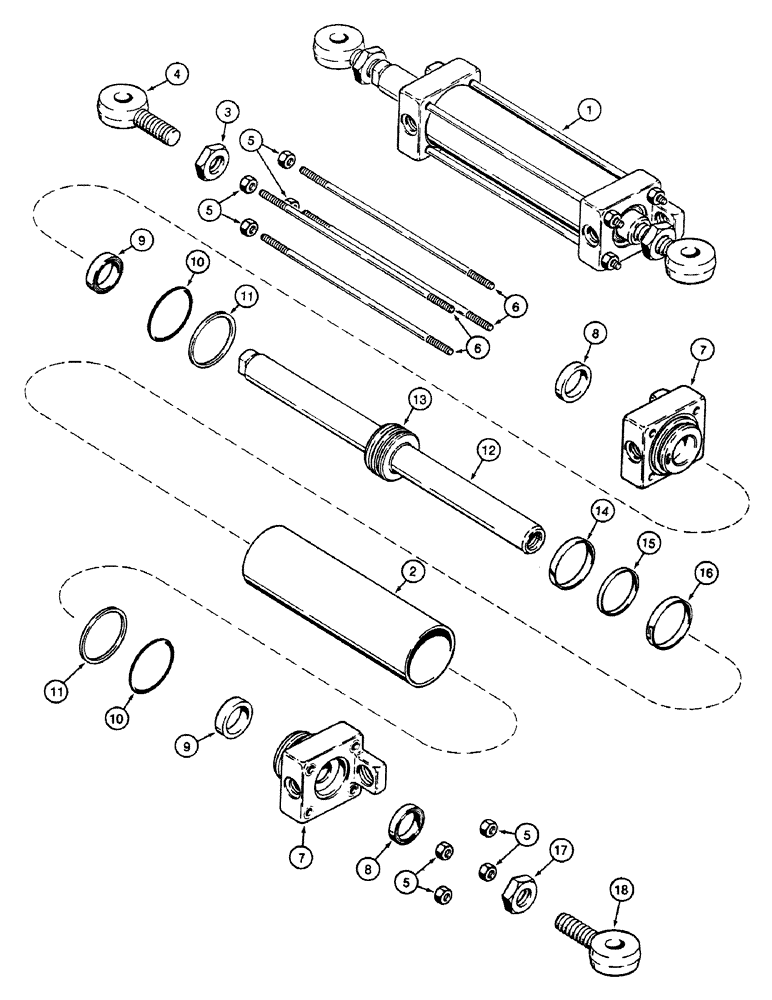 Схема запчастей Case 580SK - (5-18) - STEERING CYLINDER 2WD (05) - STEERING