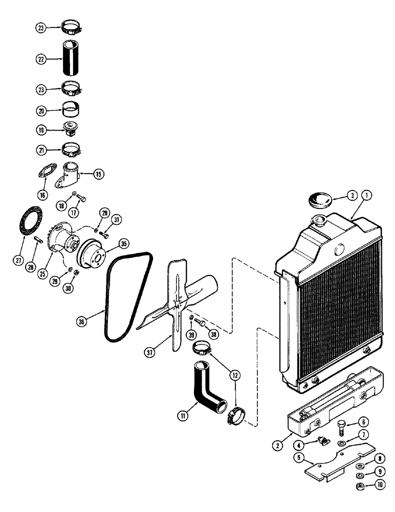 Схема запчастей Case 580B - (080) - ENGINE COOLING SYSTEM, (188) SPARK IGNITION ENGINE (02) - ENGINE