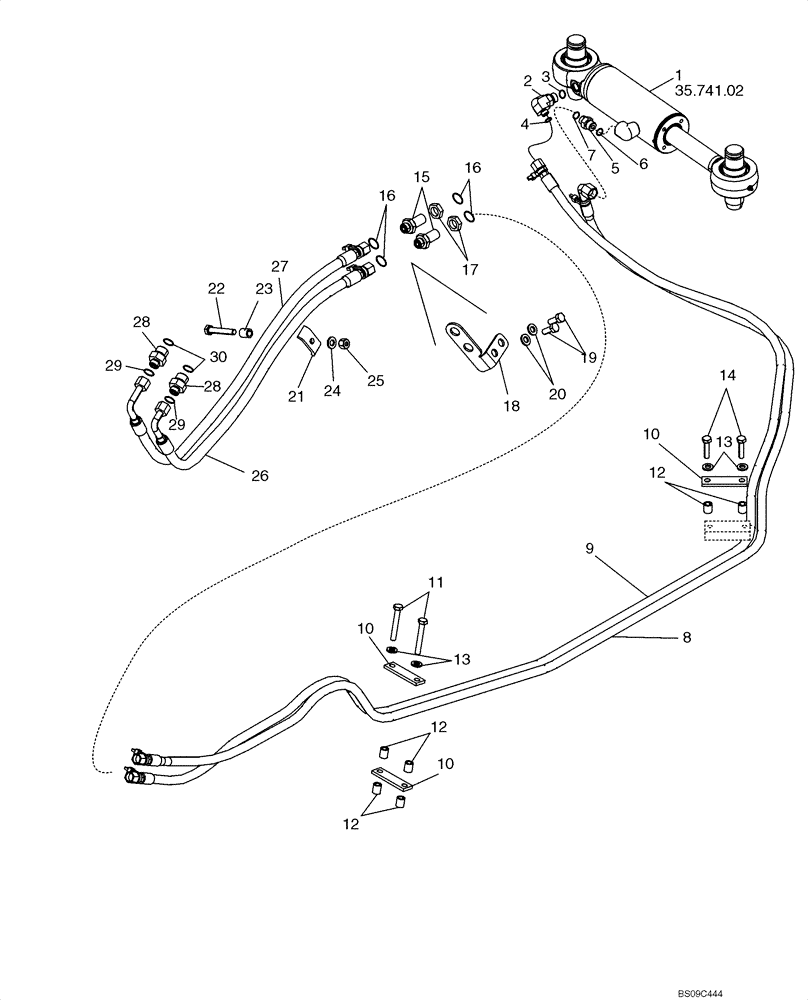 Схема запчастей Case 650L - (35.310.02) - HYDRAULICS - TILT CIRCUIT (35) - HYDRAULIC SYSTEMS