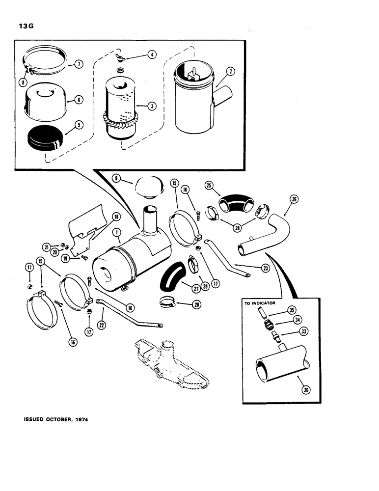 Схема запчастей Case 480B - (013G) - AIR CLEANER, FIRST USED ENGINE SERIAL NUMBER 2740820, WITH ALUMINUM MANIFOLD 