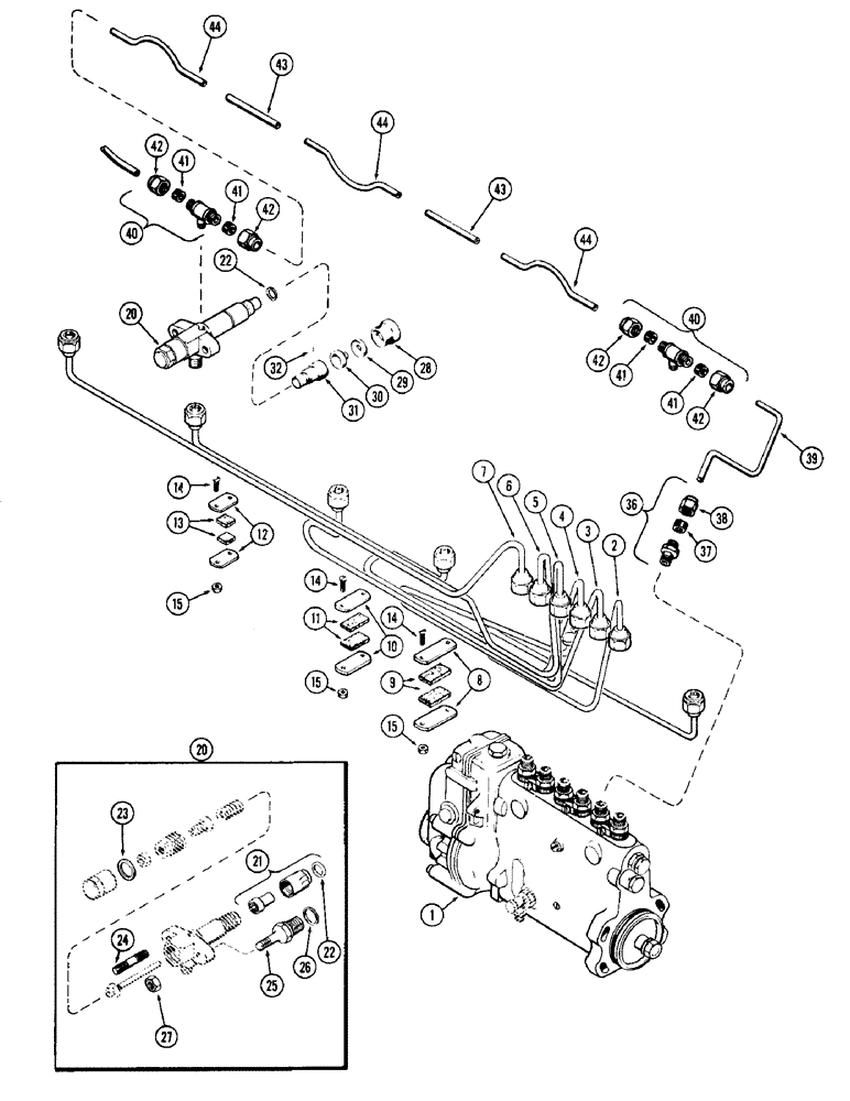 Схема запчастей Case W10C - (026) - FUEL INJECTION SYSTEM, (401) DIESEL ENGINE (03) - FUEL SYSTEM