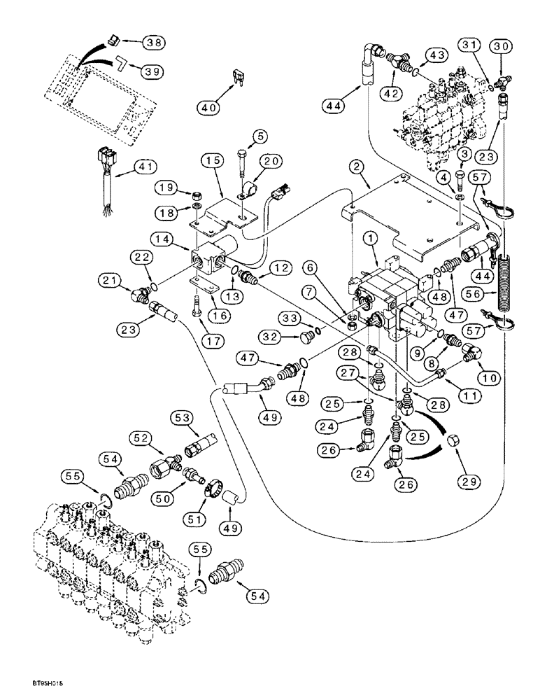 Схема запчастей Case 570LXT - (8-041A) - BASIC AUXILLARY HYDRAULICS, MODELS WITH OR WITHOUT EXTENDABLE DIPPER TRACTOR (08) - HYDRAULICS