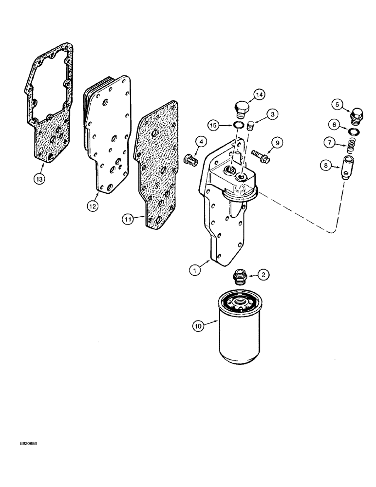 Схема запчастей Case 580SK - (2-30) - OIL FILTER AND COOLER, 4-390 ENGINE, 4T-390 ENGINE (02) - ENGINE