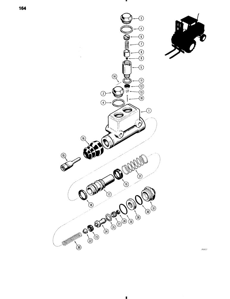 Схема запчастей Case 584C - (164) - BRAKE MASTER CYLINDER (33) - BRAKES & CONTROLS