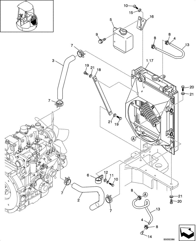 Схема запчастей Case CX36 - (02-07[00]) - RADIATOR MOUNTING (02) - ENGINE