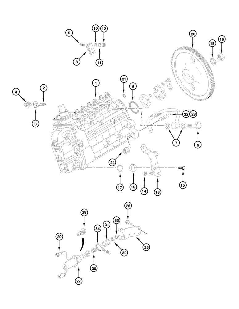 Схема запчастей Case 885 - (03-16[01]) - FUEL INJECTON PUMP AND DRIVE (03) - FUEL SYSTEM