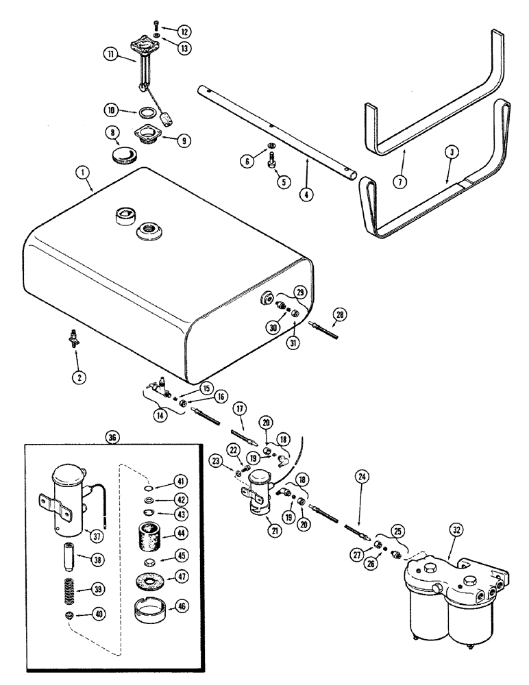 Схема запчастей Case 680CK - (042) - FUEL TANK, (267) DIESEL ENGINE, FUEL PUMP 