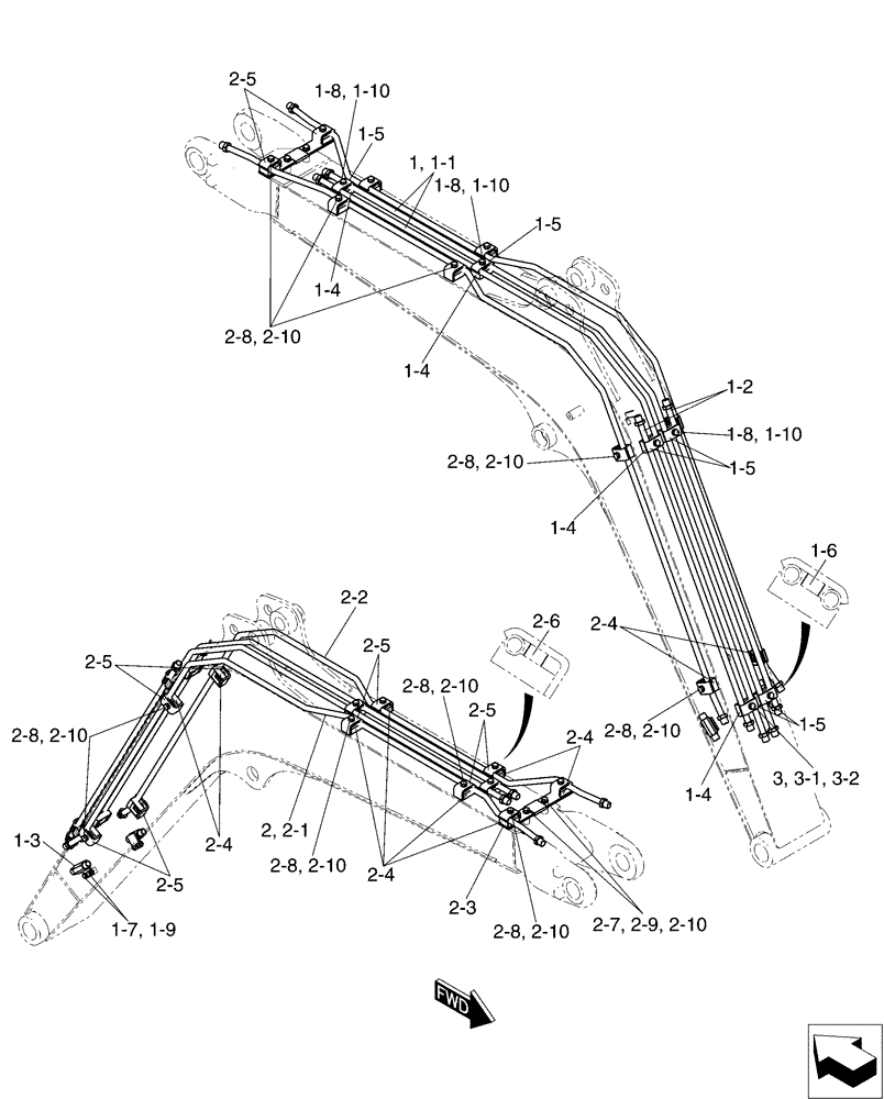 Схема запчастей Case CX50B - (05-006[00]) - HYDRAULIC LINES, BOOM NIBBLER&BREAKER (35) - HYDRAULIC SYSTEMS