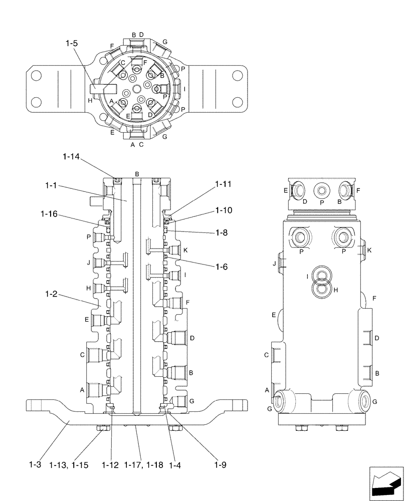 Схема запчастей Case CX50B - (02-005[02]) - JOINT ASSY, SWIVEL, ANGLE DOZER (35) - HYDRAULIC SYSTEMS