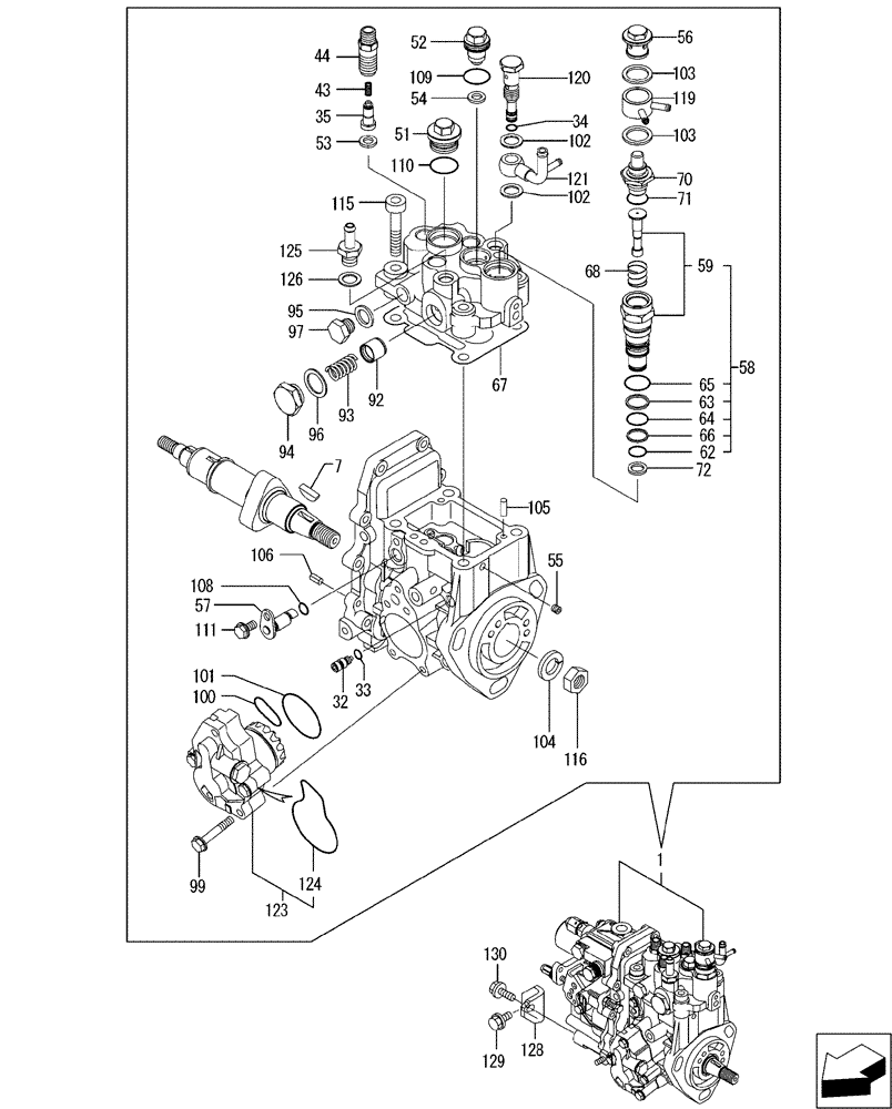 Схема запчастей Case CX31B - (08-011[00]) - FUEL INJECTION PUMP (10) - ENGINE