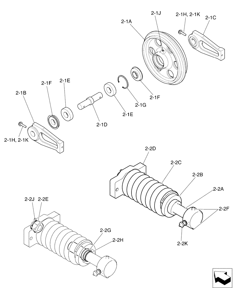 Схема запчастей Case CX36B - (02-007[03]) - IDLER ASSY, CRAWLER (48) - TRACKS & TRACK SUSPENSION