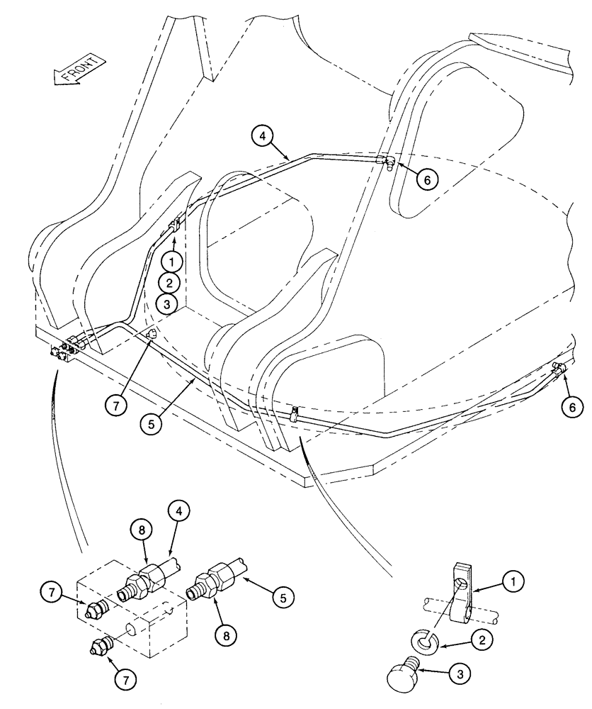 Схема запчастей Case 9060 - (9-04) - TURNTABLE BEARING LUBRICATION LINES (09) - CHASSIS/ATTACHMENTS