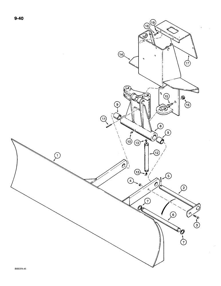 Схема запчастей Case MAXI-SNEAKER C - (9-40) - BACKFILL BLADE AND MOUNTING, USED ON MODELS WITHOUT BACKHOE (09) - CHASSIS/ATTACHMENTS