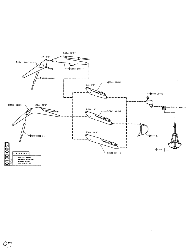 Схема запчастей Case SC150L - (097) - BACKHOE MOUNTING 