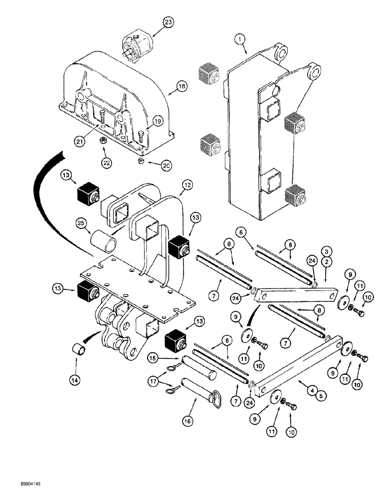 Схема запчастей Case MAXI-SNEAKER - (09-040) - PLOW BLADE MOUNTING FRAME, GEARBOX AND LINKS, P40 PLOW (09) - CHASSIS/ATTACHMENTS