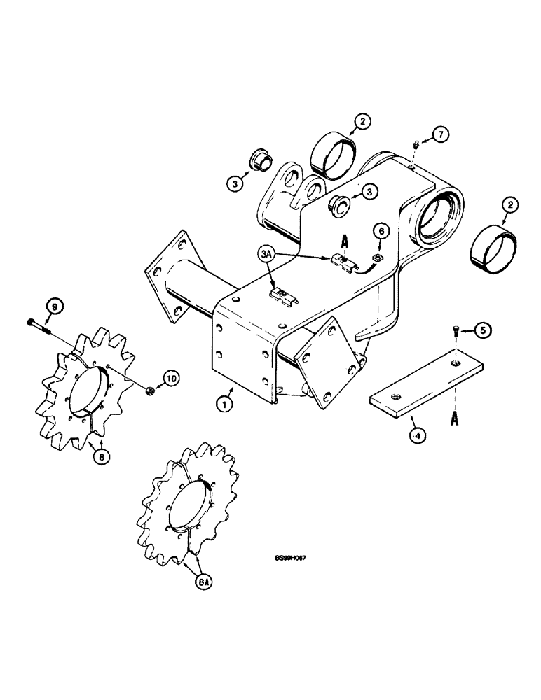 Схема запчастей Case 660 - (9-050) - TRENCHER BOOM MOUNTING BRACKET (09) - CHASSIS/ATTACHMENTS