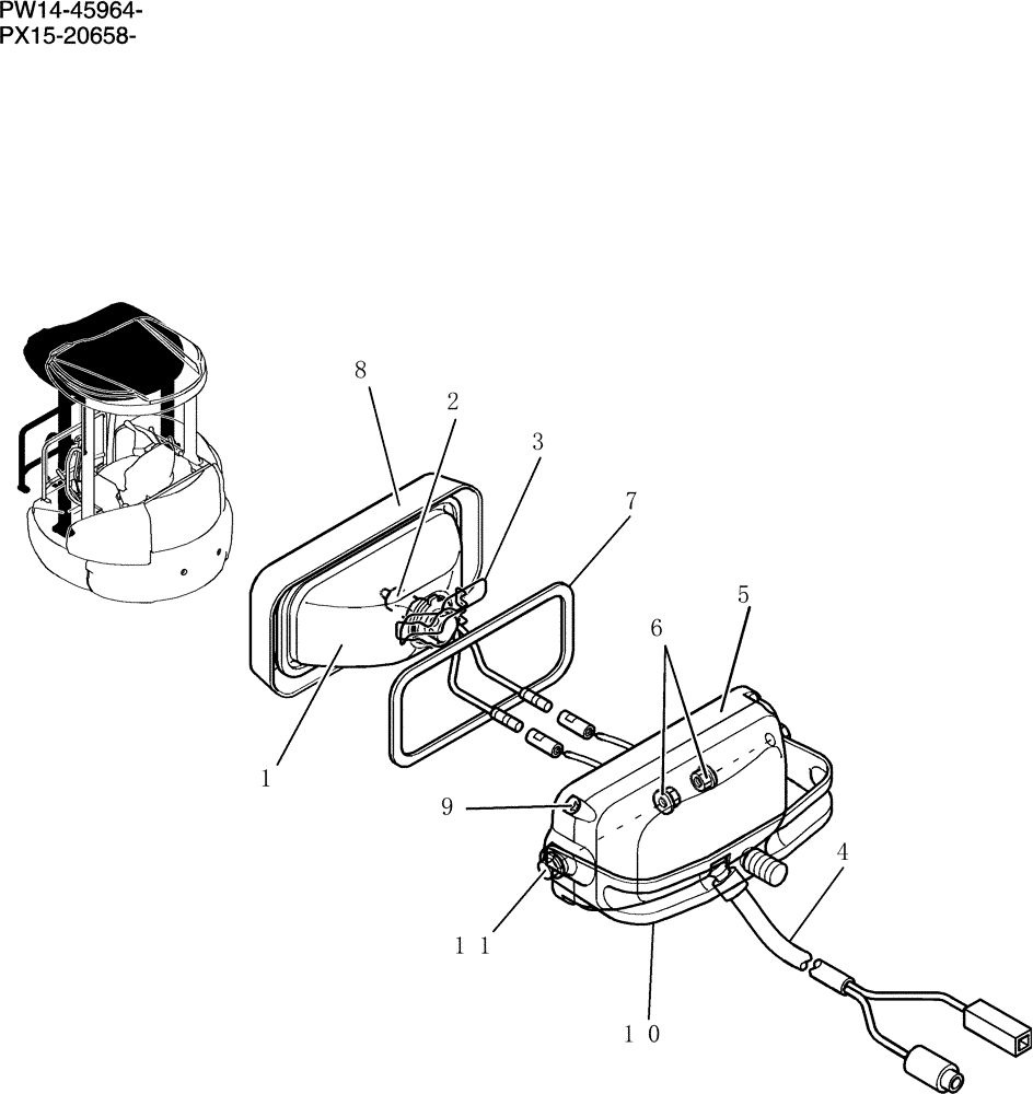 Схема запчастей Case CX31B - (215-01[1]) - LIGHT ASSEMBLY (00) - GENERAL & PICTORIAL INDEX