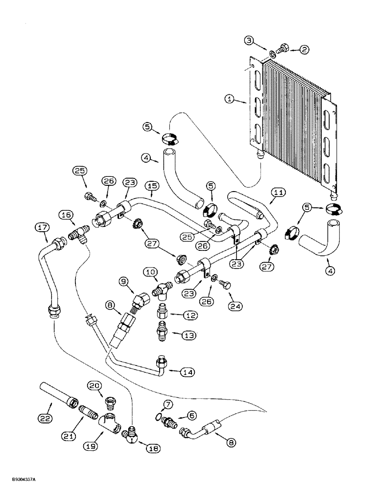 Схема запчастей Case 560 - (8-004) - BASIC HYDRAULIC CIRCUIT, OIL COOLER SUPPLY AND RETURN LINES (08) - HYDRAULICS