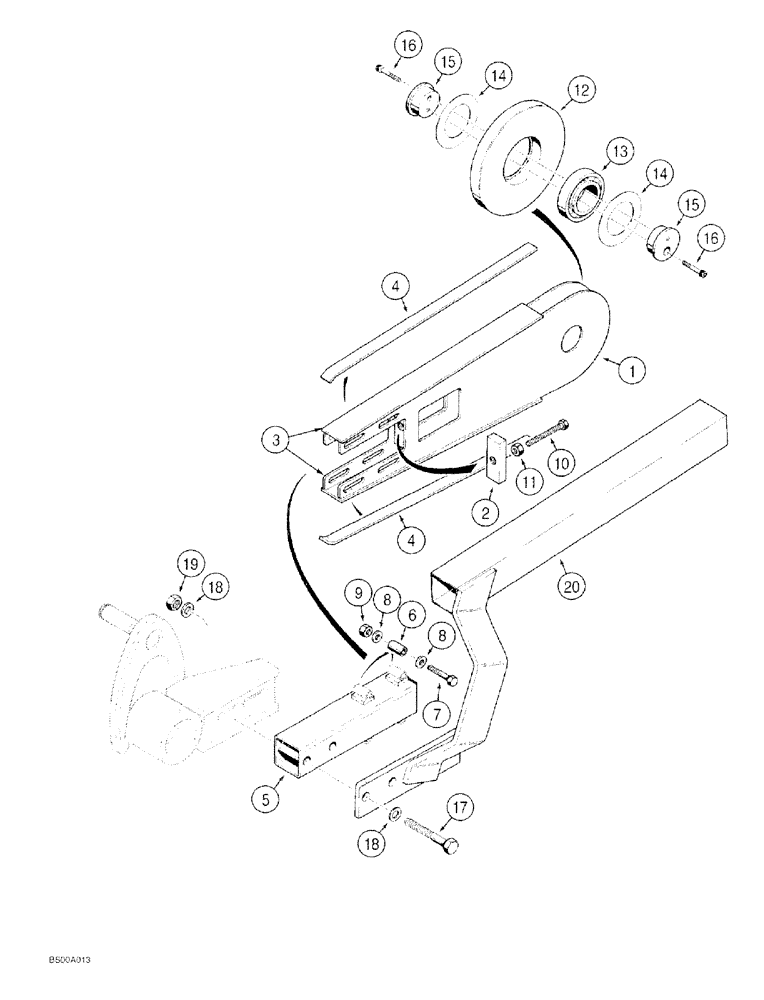 Схема запчастей Case 60 - (09-012) - ROLLER BOOM, 24 INCH DIGGING DEPTH WITH FOUR BOLT CHAIN ADJUSTMENT 