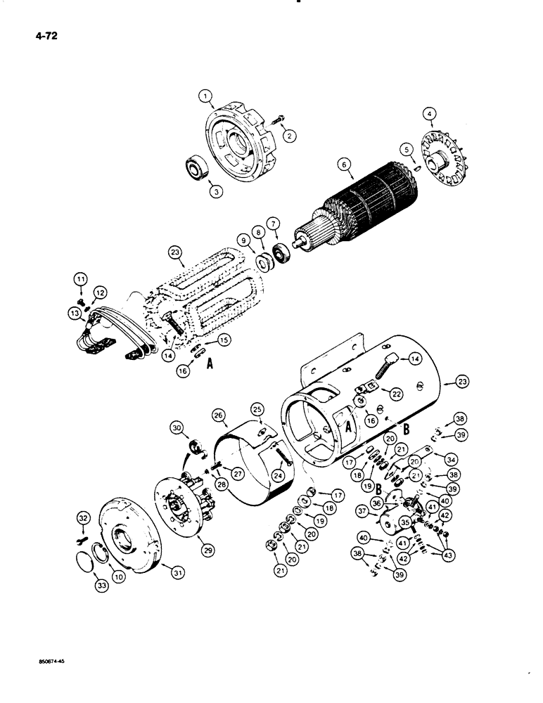 Схема запчастей Case W20C - (4-072) - D71479 AUXILIARY STEERING MOTOR (04) - ELECTRICAL SYSTEMS