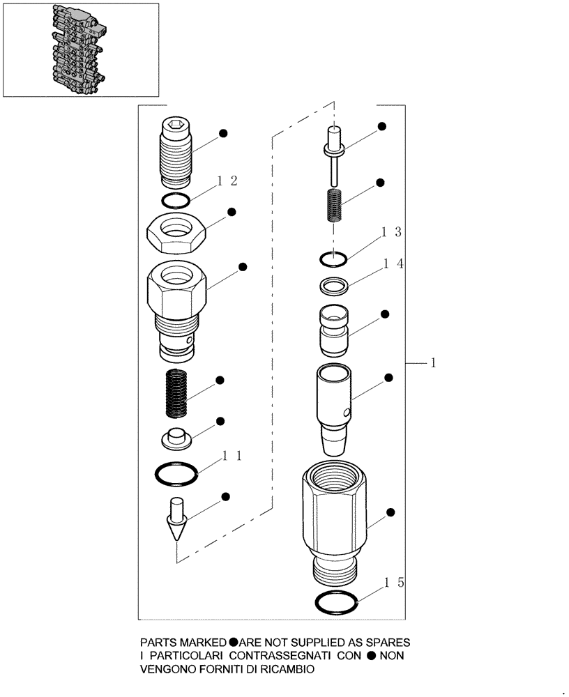 Схема запчастей Case CX22B - (1.050B[01]) - HYDRAULIC CONTROL VALVE - COMPONENTS (RELIEF VALVE) (35) - HYDRAULIC SYSTEMS