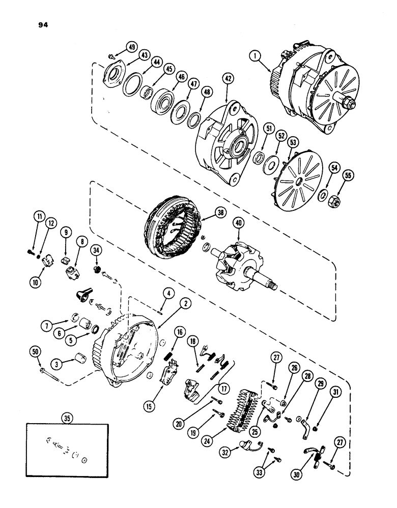 Схема запчастей Case W24C - (094) - A48267 AND L72955 ALTERNATOR, 65 AMPERE - 24 VOLT (04) - ELECTRICAL SYSTEMS