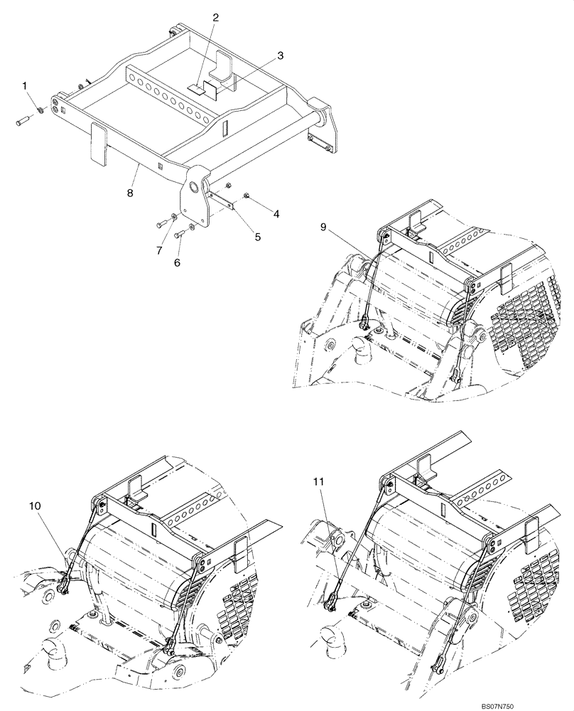 Схема запчастей Case 450CT - (09-61) - LIFT HOOKS - SINGLE POINT (09) - CHASSIS