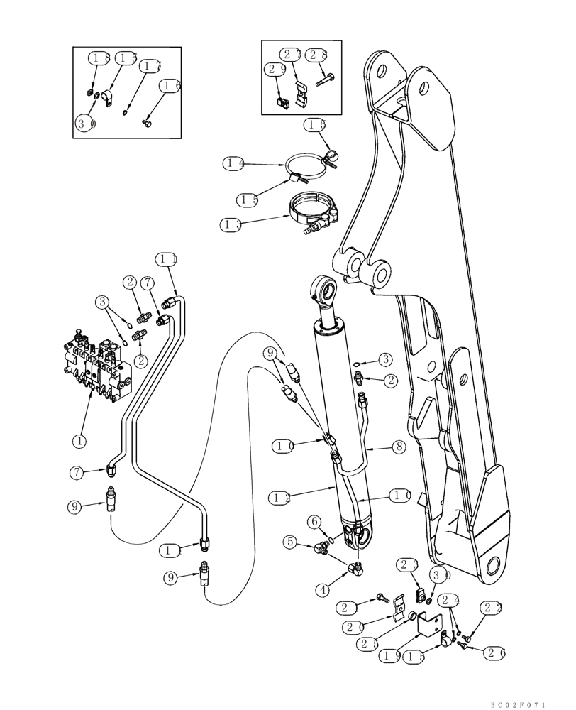 Схема запчастей Case 95XT - (08-24) - HYDRAULIC SYSTEM - BACKHOE BOOM CYLINDER (NORTH AMERICA) (08) - HYDRAULICS