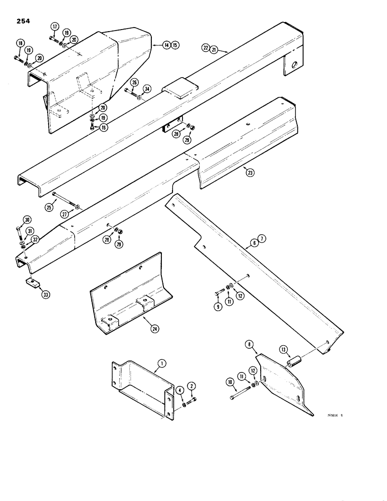 Схема запчастей Case 1150B - (254) - ANGLE TILT PITCH HYDRAULIC GUARDS, USED TRACTOR SN 7305244 & AFTER (07) - HYDRAULIC SYSTEM