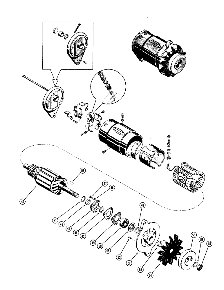 Схема запчастей Case 310G - (086) - F83421 GENERATOR, (148B) ENGINE - POSITIVE GROUND (06) - ELECTRICAL SYSTEMS