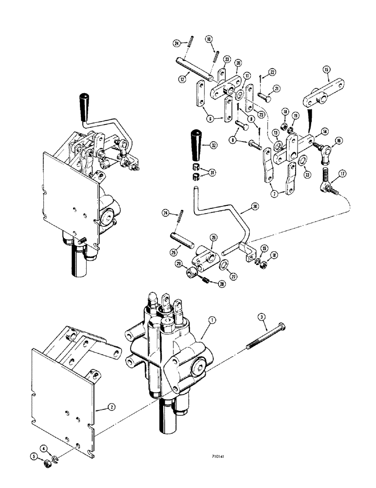 Схема запчастей Case 310G - (214) - EQUIPMENT CONTROL VALVES AND LEVERS, (ONE LEVER - TWO SPOOLS) (07) - HYDRAULIC SYSTEM